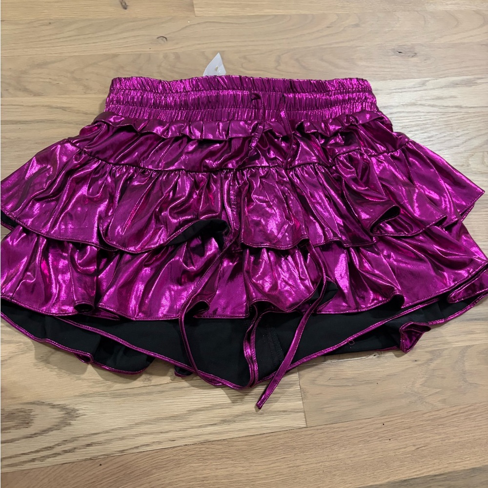 Metallic Pink Ruffled Skirt Set
